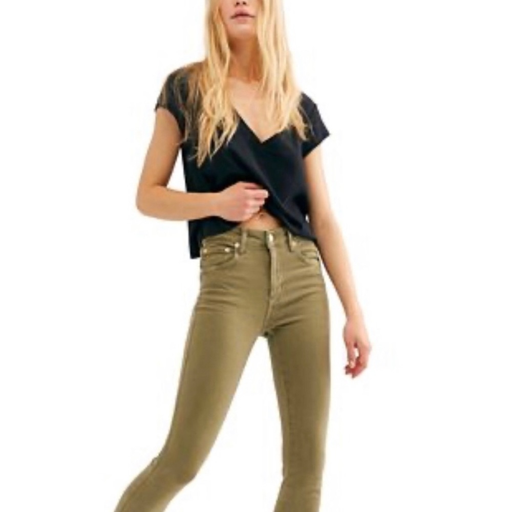 Free People Jeans | Free People Green Corduroy Low-Rise Skinny Jeans Size 30